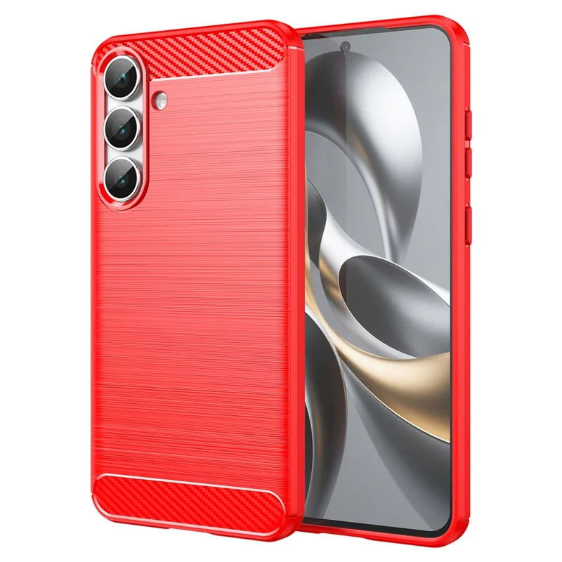 For Samsung Galaxy S25 FE Case Protective Phone Cover Carbon Fiber Texture Brushed - Red