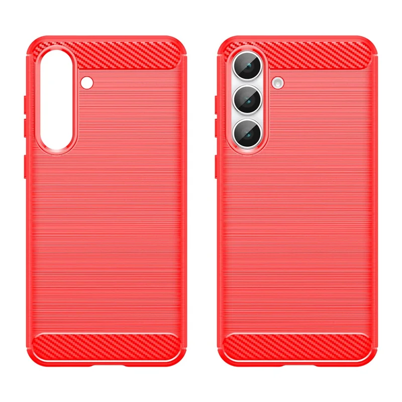 For Samsung Galaxy S25 FE Case Protective Phone Cover Carbon Fiber Texture Brushed - Red