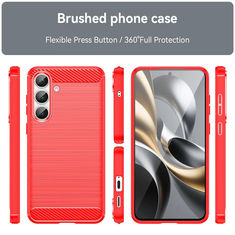 For Samsung Galaxy S25 FE Case Protective Phone Cover Carbon Fiber Texture Brushed - Red