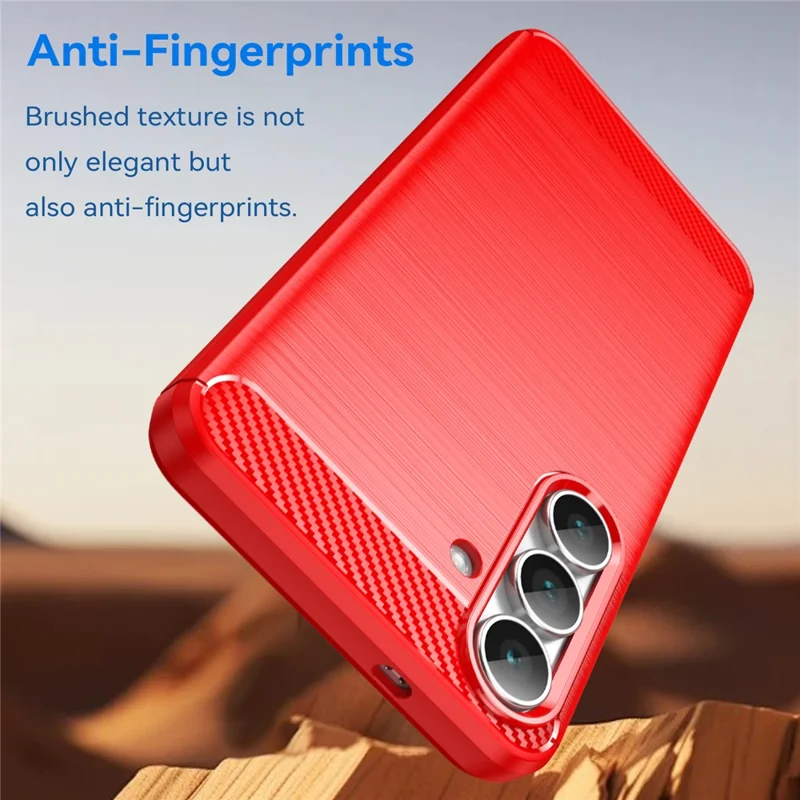 For Samsung Galaxy S25 FE Case Protective Phone Cover Carbon Fiber Texture Brushed - Red