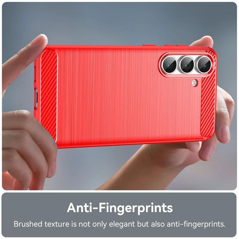 For Samsung Galaxy S25 FE Case Protective Phone Cover Carbon Fiber Texture Brushed - Red