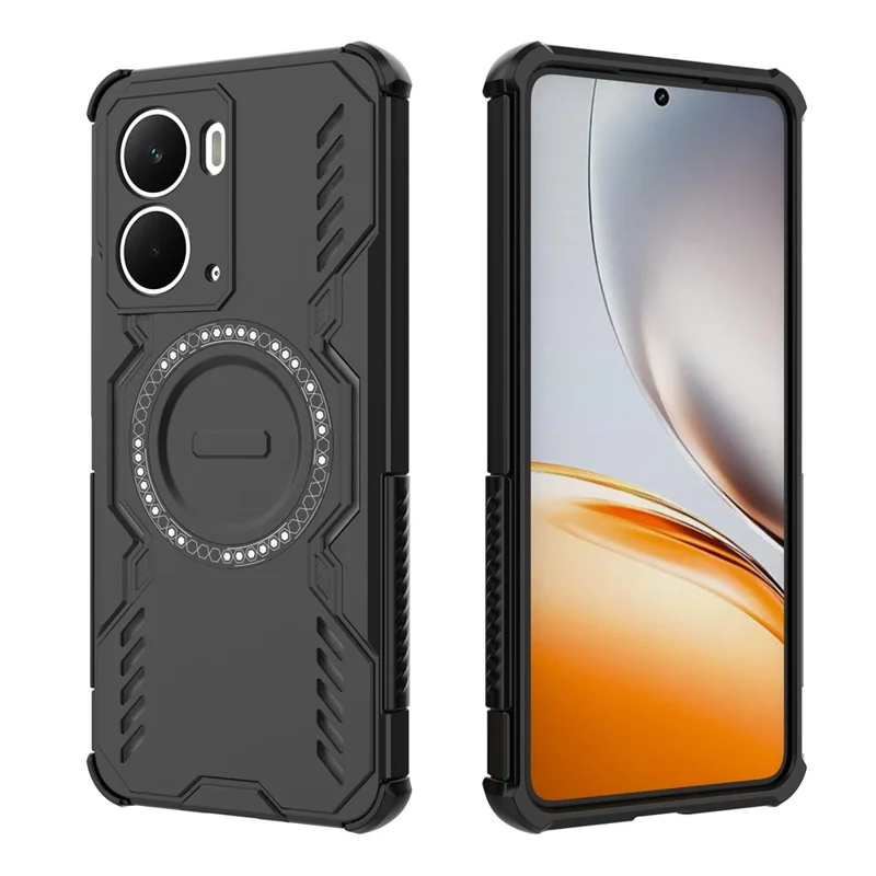 For Realme P3 5G  /  Neo7x 5G Magnetic Case Butterfly Armor Hollow Heat Dissipation PC + TPU Phone Cover - Black
