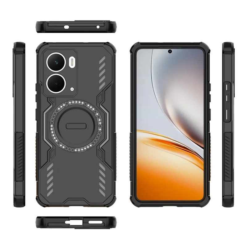 For Realme P3 5G  /  Neo7x 5G Magnetic Case Butterfly Armor Hollow Heat Dissipation PC + TPU Phone Cover - Black