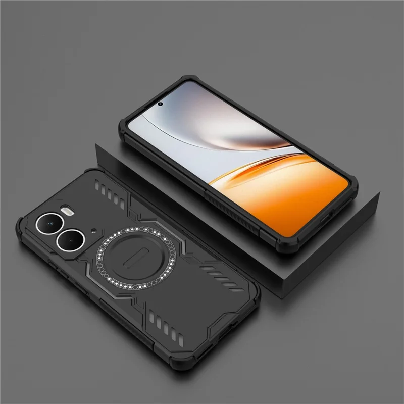 For Realme P3 5G  /  Neo7x 5G Magnetic Case Butterfly Armor Hollow Heat Dissipation PC + TPU Phone Cover - Black