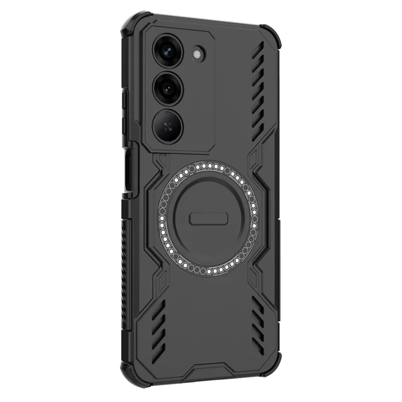For Realme 14x 5G  /  V60 Pro 5G Magnetic Case Butterfly Armor Hollow Heat Dissipation PC + TPU Phone Cover - Black