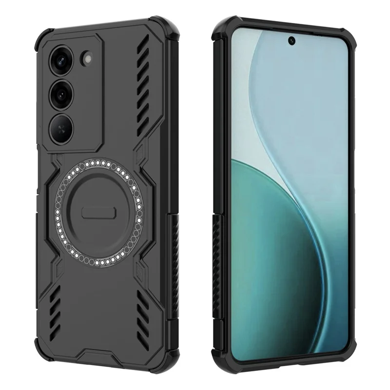 For Realme 14x 5G  /  V60 Pro 5G Magnetic Case Butterfly Armor Hollow Heat Dissipation PC + TPU Phone Cover - Black