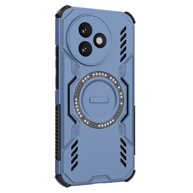 For Xiaomi Redmi K80 Ultra 5G Magnetic Case Butterfly Armor Hollow Heat Dissipation PC + TPU Phone Cover - Blue