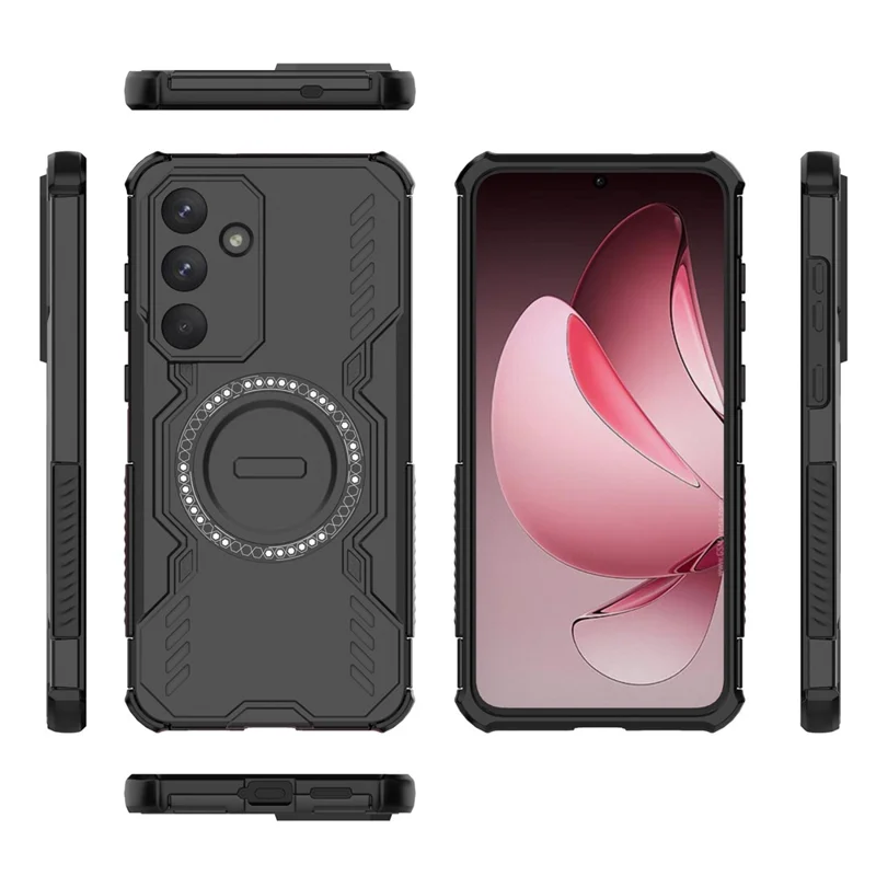 Para Samsung Galaxy S25 FE Capa Magnética Armadura Borboleta com Dissipação de Calor PC + TPU - Preto