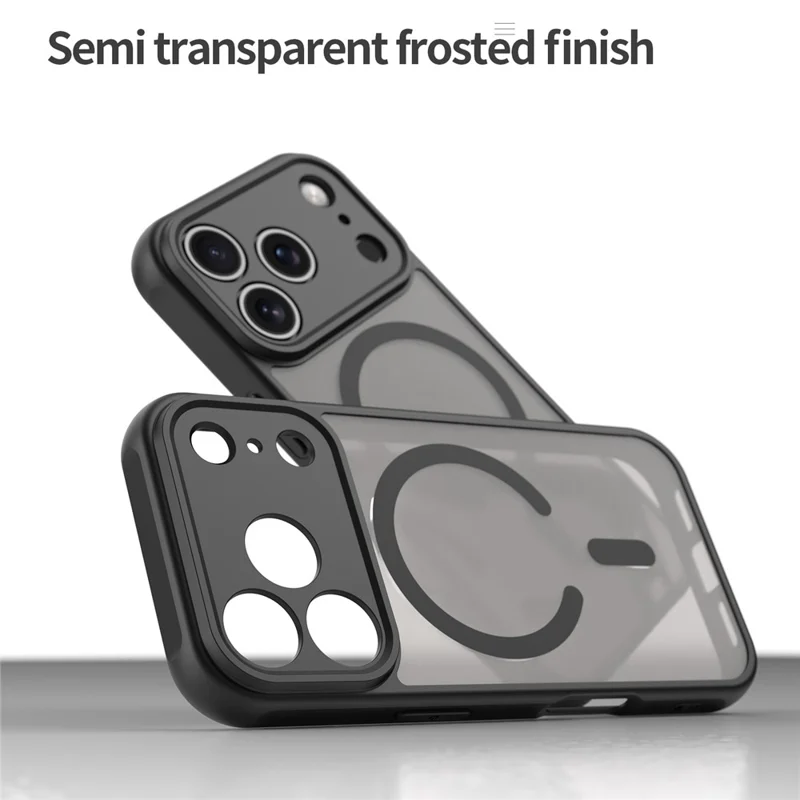 For iPhone 17 Pro Case Compatible with MagSafe Anti Drop PC + TPU Phone Cover - Black