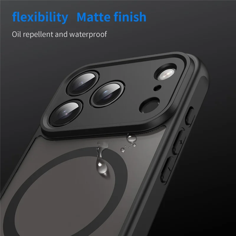 For iPhone 17 Pro Case Compatible with MagSafe Anti Drop PC + TPU Phone Cover - Black