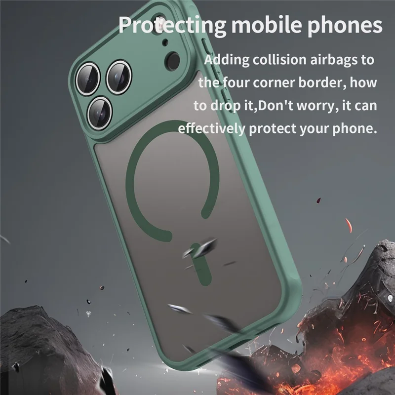 For iPhone 17 Pro Max Case Compatible with MagSafe Anti Drop PC + TPU Phone Cover - Green