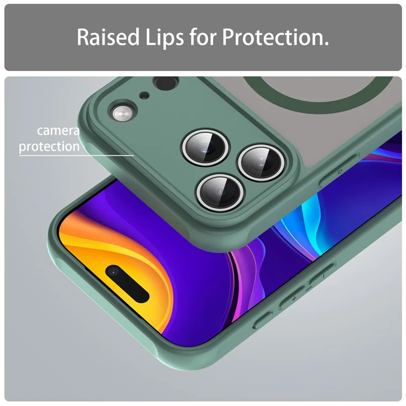 For iPhone 17 Pro Max Case Compatible with MagSafe Anti Drop PC + TPU Phone Cover - Green
