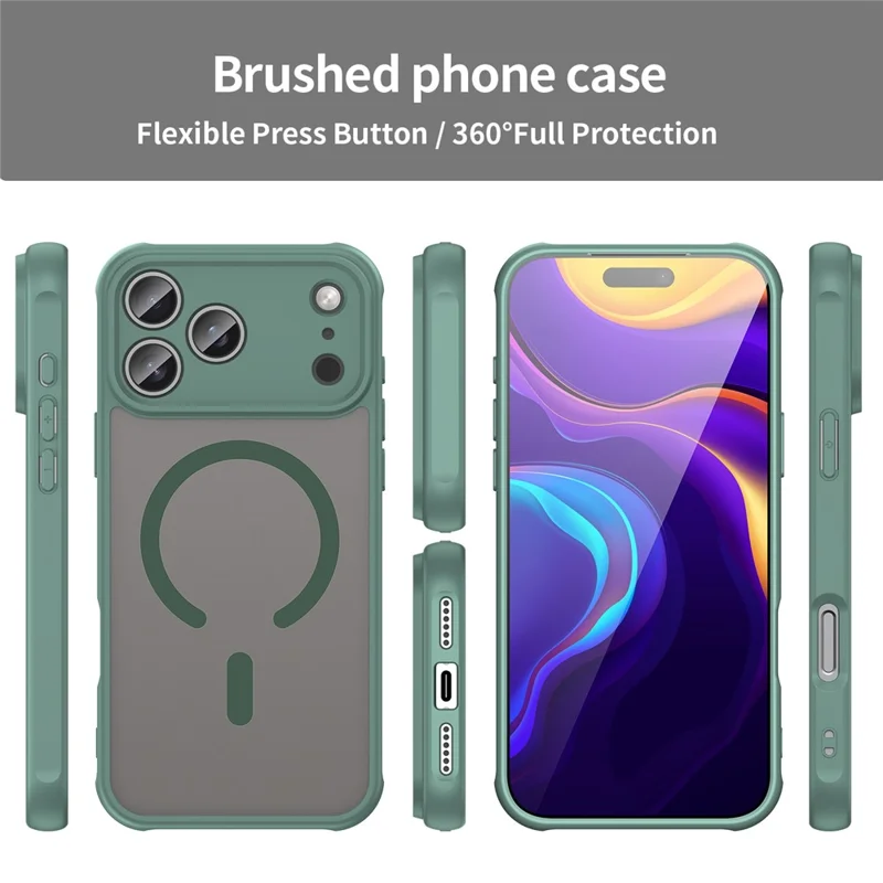 For iPhone 17 Pro Max Case Compatible with MagSafe Anti Drop PC + TPU Phone Cover - Green