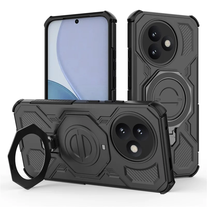 Für Xiaomi Redmi K80 Ultra 5G Magnetische Hülle Drehbarer Metallständer Stoßfeste PC + TPU Smartphone-Rückseite - Schwarz