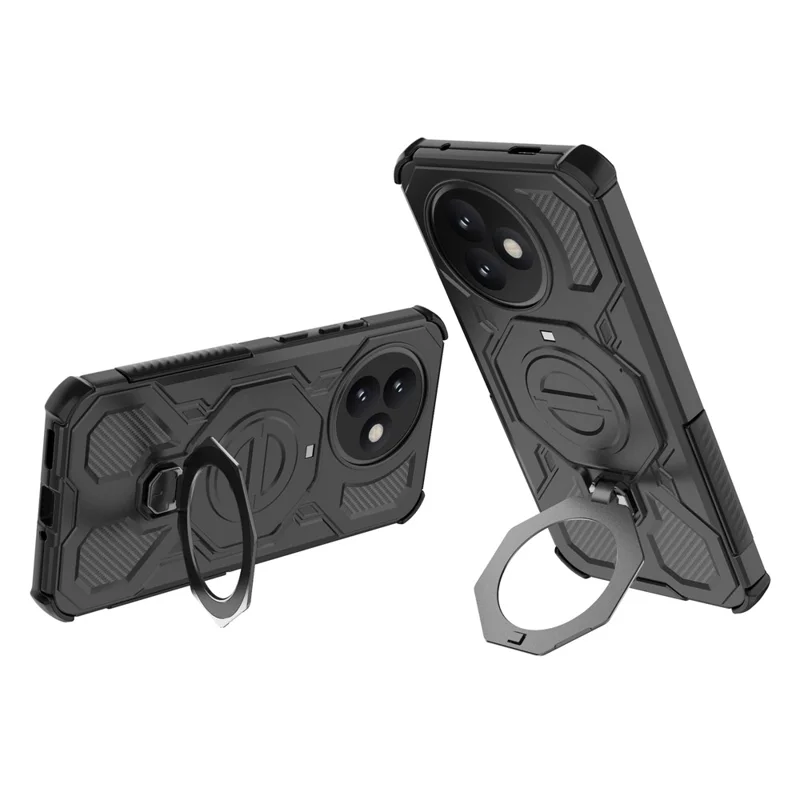 Für Xiaomi Redmi K80 Ultra 5G Magnetische Hülle Drehbarer Metallständer Stoßfeste PC + TPU Smartphone-Rückseite - Schwarz