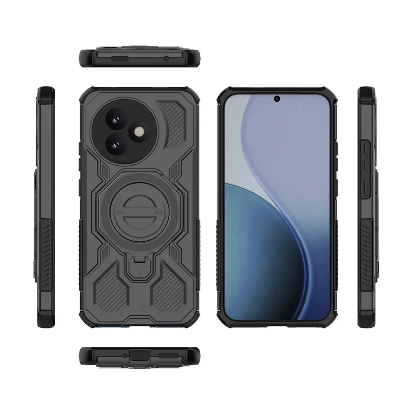 Für Xiaomi Redmi K80 Ultra 5G Magnetische Hülle Drehbarer Metallständer Stoßfeste PC + TPU Smartphone-Rückseite - Schwarz
