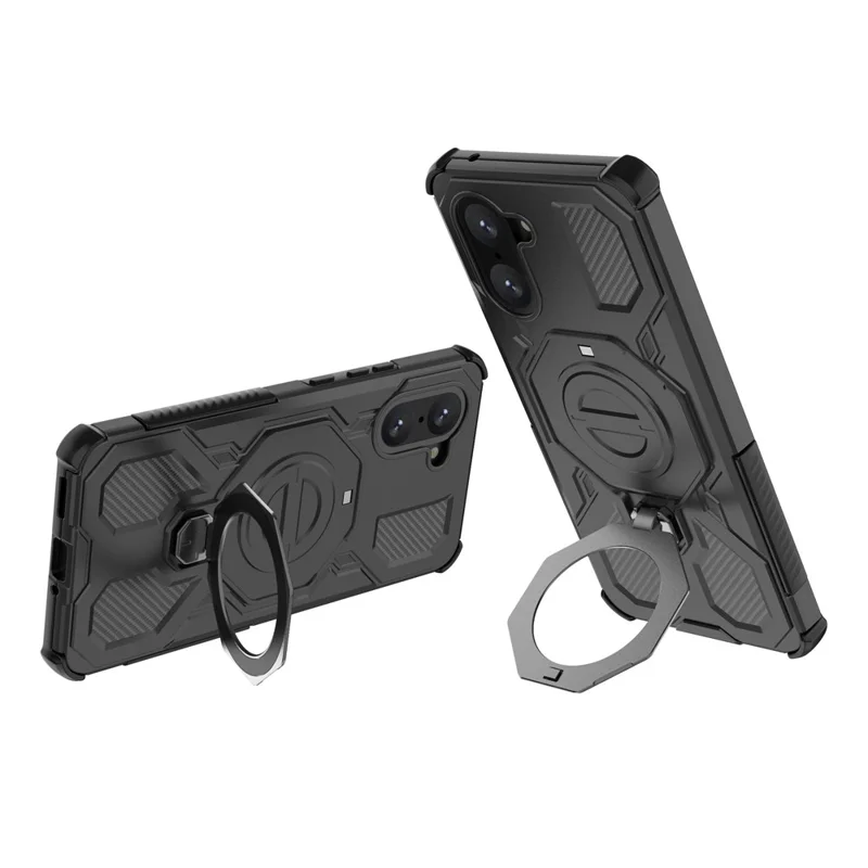 For OnePlus Nord CE 5G  /  Ace 5 Racing 5G Magnetic Case Rotating Metal Kickstand PC + TPU Phone Back Cover - Black