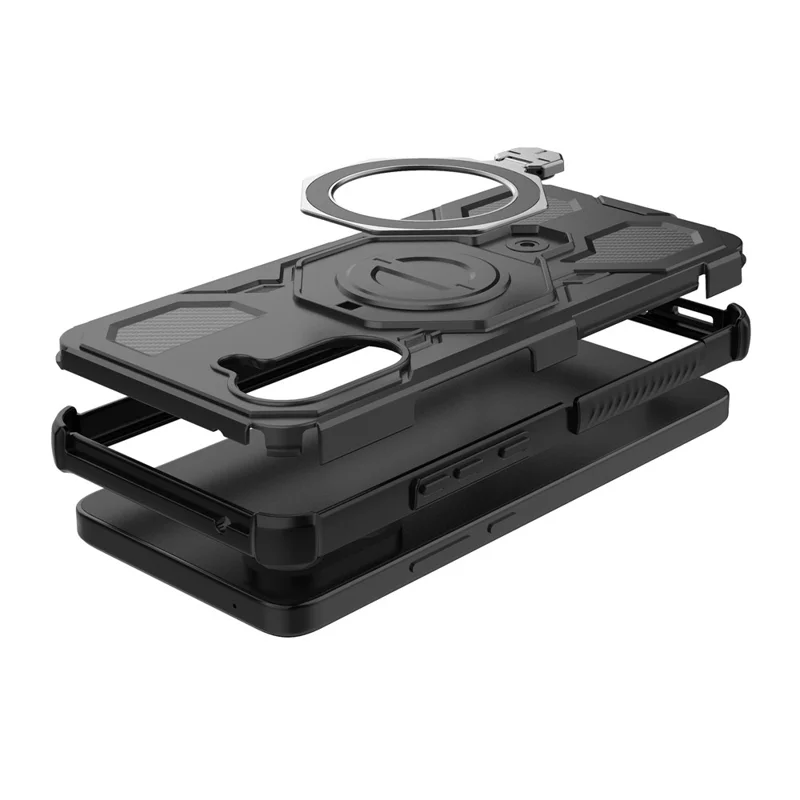 For OnePlus Nord CE 5G  /  Ace 5 Racing 5G Magnetic Case Rotating Metal Kickstand PC + TPU Phone Back Cover - Black