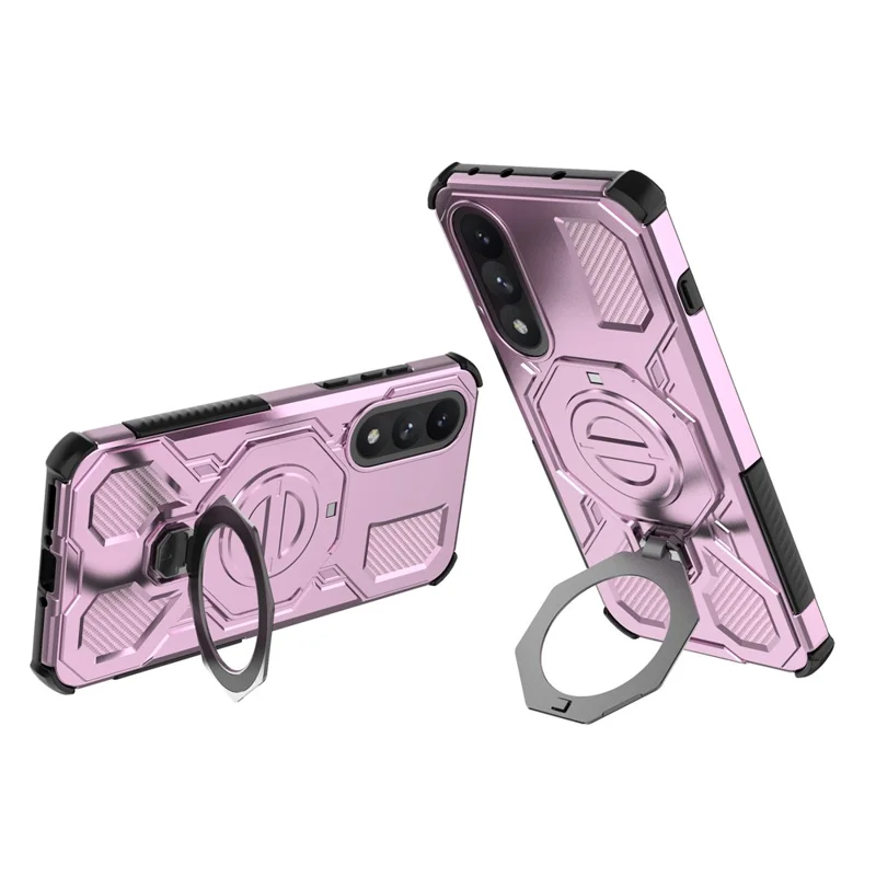 Für OnePlus Ace 5 Ultra 5G / Nord 5 5G Magnetische Hülle mit drehbarem Metallständer PC + TPU Handyhülle - Pink