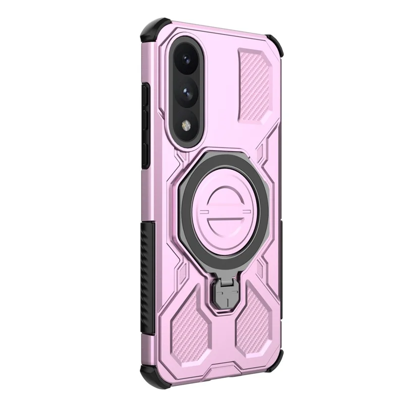 Für OnePlus Ace 5 Ultra 5G / Nord 5 5G Magnetische Hülle mit drehbarem Metallständer PC + TPU Handyhülle - Pink