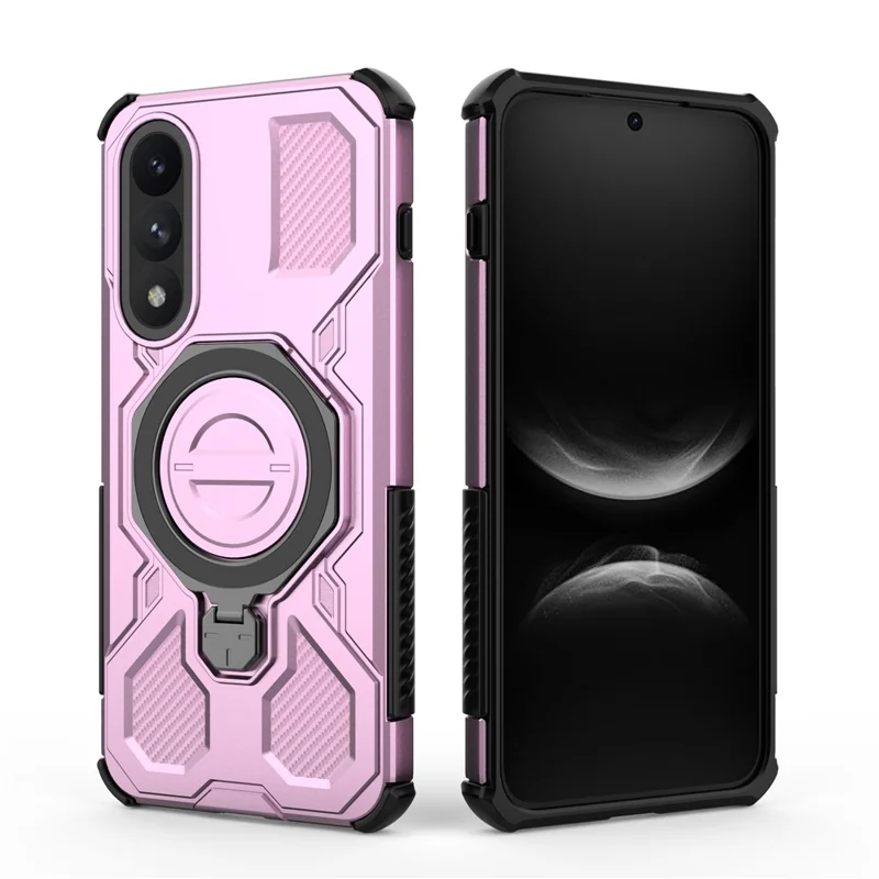Für OnePlus Ace 5 Ultra 5G / Nord 5 5G Magnetische Hülle mit drehbarem Metallständer PC + TPU Handyhülle - Pink
