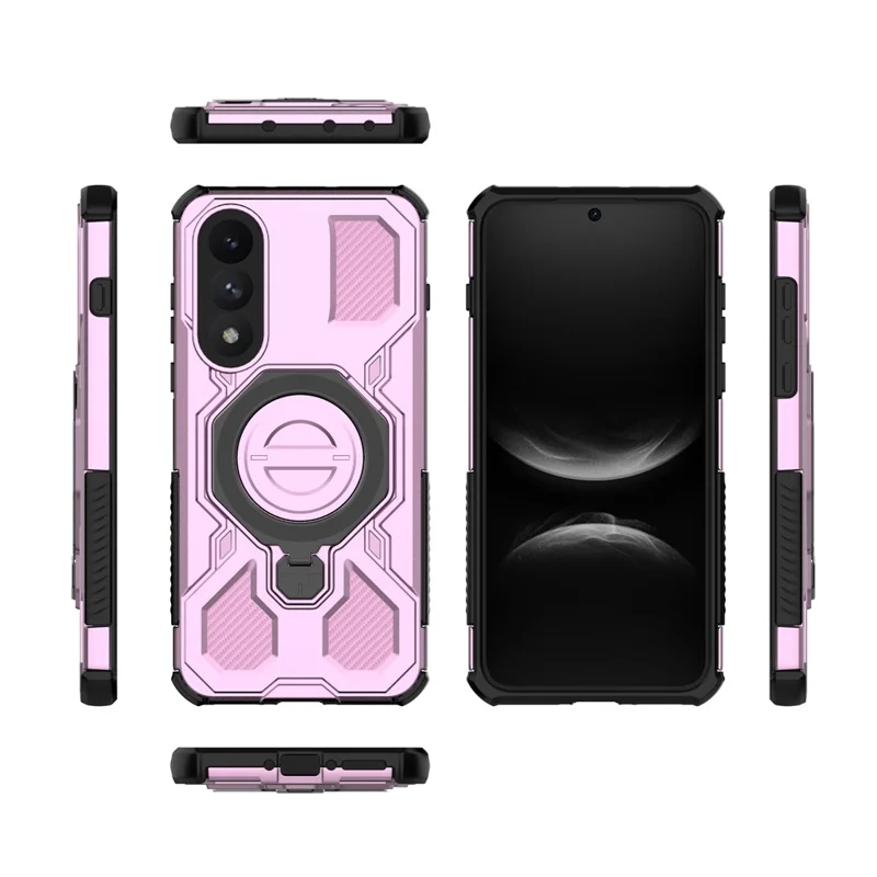 Für OnePlus Ace 5 Ultra 5G / Nord 5 5G Magnetische Hülle mit drehbarem Metallständer PC + TPU Handyhülle - Pink