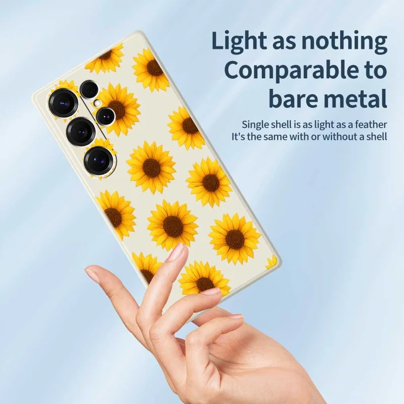 For Samsung Galaxy S25 Ultra Case Sunflowers Pattern Printing Straight Edge TPU Phone Back Cover - Purple