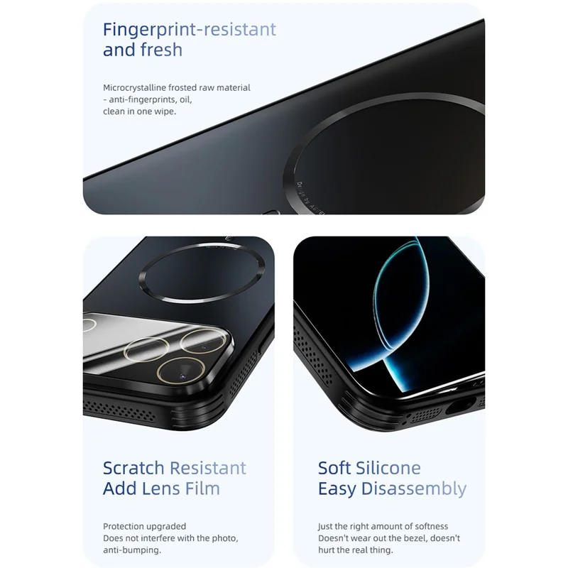 ABEEL für iPhone 14 Pro Magnetische Hülle TPU PC Kühlende matte Handyrückseite mit Objektiv-Schutzfolie - Babyblau