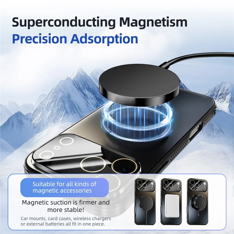 ABEEL For iPhone 15 Pro Max Case Compatible with MagSafe TPU PC Cooling Matte Phone Back Cover with Lens Film - Titanium Grey