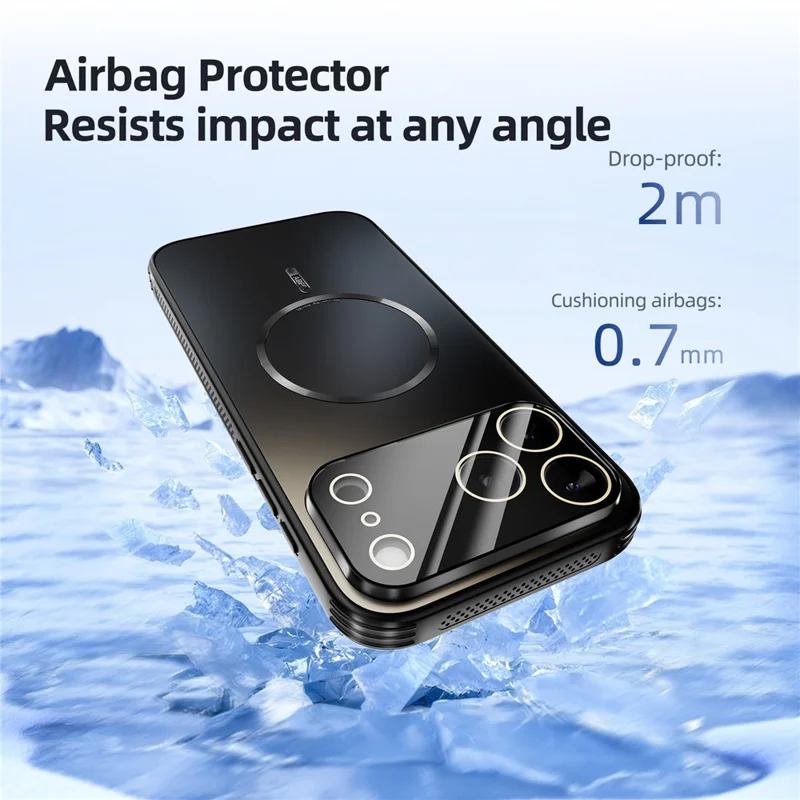 ABEEL For iPhone 15 Pro Max Case Compatible with MagSafe TPU PC Cooling Matte Phone Back Cover with Lens Film - Titanium Grey