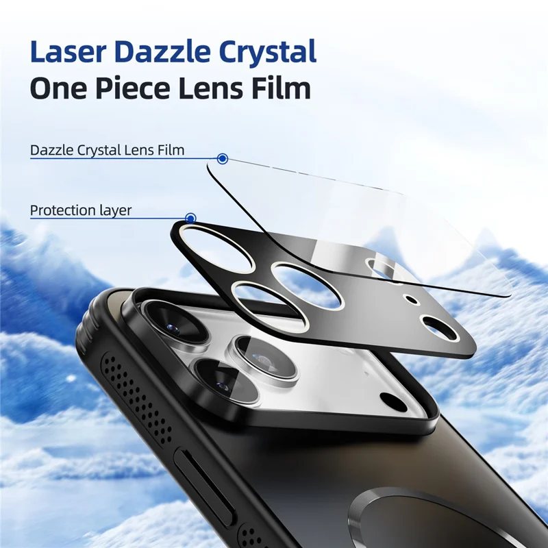 ABEEL For iPhone 16 Pro Magnetic Case TPU PC Cooling Matte Phone Back Cover with Lens Film - Baby Blue