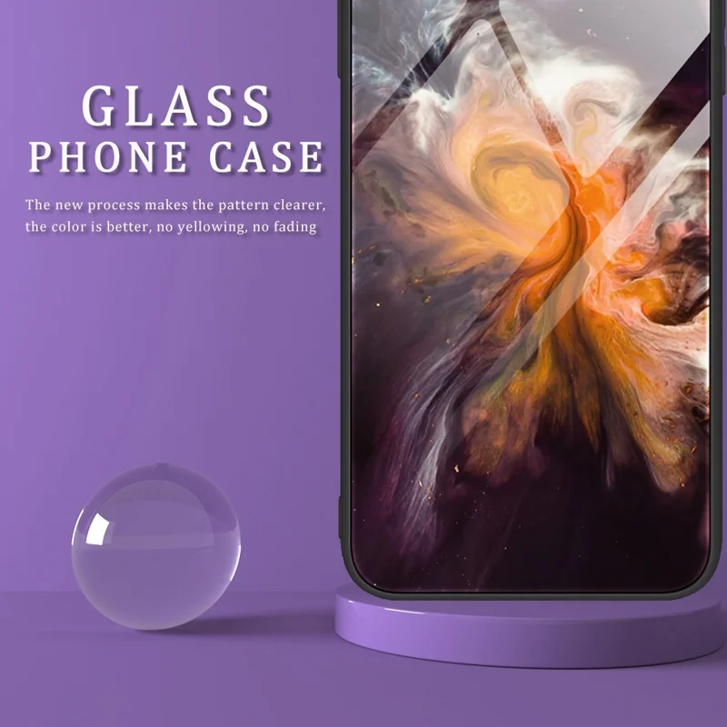 For Xiaomi Poco M4 5G Soft TPU + Tempered Glass Phone Case Marble Pattern Printing Shockproof Anti-Scratch Cover - DL07