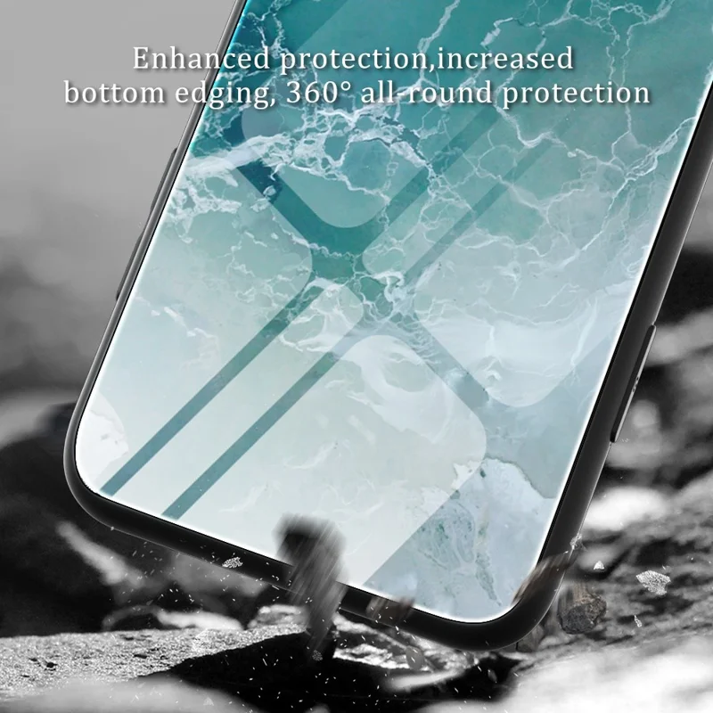 For Xiaomi Poco M4 5G Soft TPU + Tempered Glass Phone Case Marble Pattern Printing Shockproof Anti-Scratch Cover - DL07