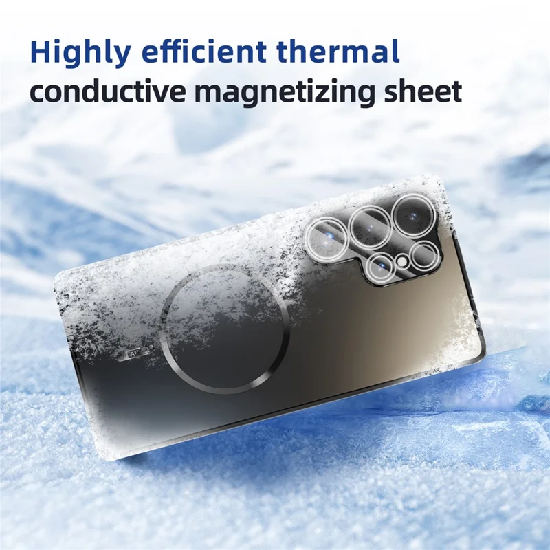ABEEL für Samsung Galaxy S25 Ultra Magnetische Hülle TPU PC Kühlende Matte Handyrückseite mit Objektivfolie - Blau