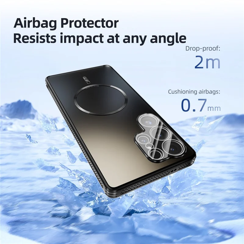 ABEEL für Samsung Galaxy S25 Ultra Magnetische Hülle TPU PC Kühlende Matte Handyrückseite mit Objektivfolie - Blau
