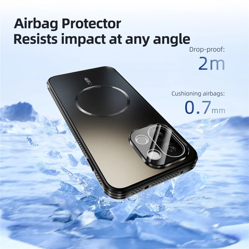 ABEEL For OnePlus 13T 5G Magnetic Case TPU PC Cooling Matte Phone Back Cover with Lens Film - Black