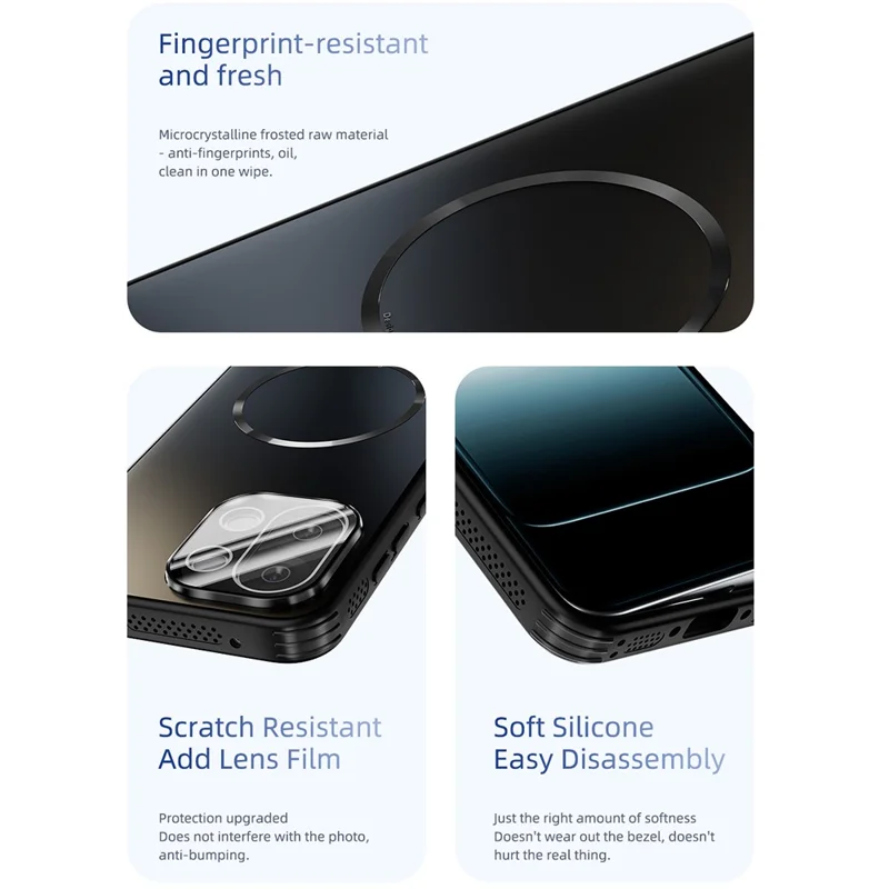 ABEEL For OnePlus 13T 5G Magnetic Case TPU PC Cooling Matte Phone Back Cover with Lens Film - Black