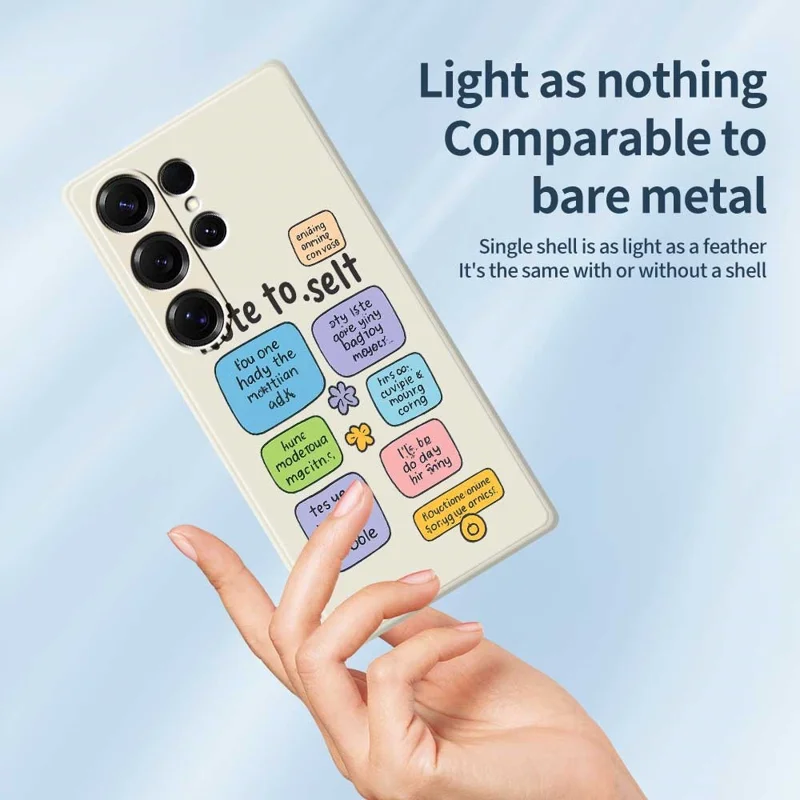 For Samsung Galaxy S25 Ultra Case Colored Sticky Notes Pattern Printing Straight Edge TPU Phone Back Cover - Beige