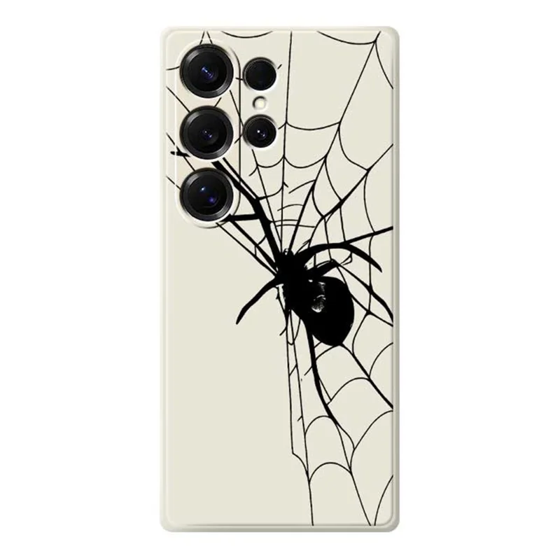 Für Samsung Galaxy S25 Ultra Hülle mit Spinnenmustern Bedruckt Gerade Kante TPU Handy Rückseite Schutzhülle - Beige