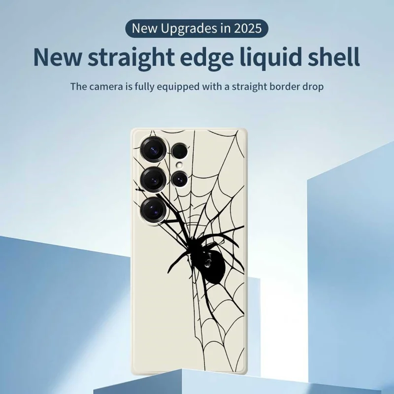 Für Samsung Galaxy S25 Ultra Hülle mit Spinnenmustern Bedruckt Gerade Kante TPU Handy Rückseite Schutzhülle - Beige