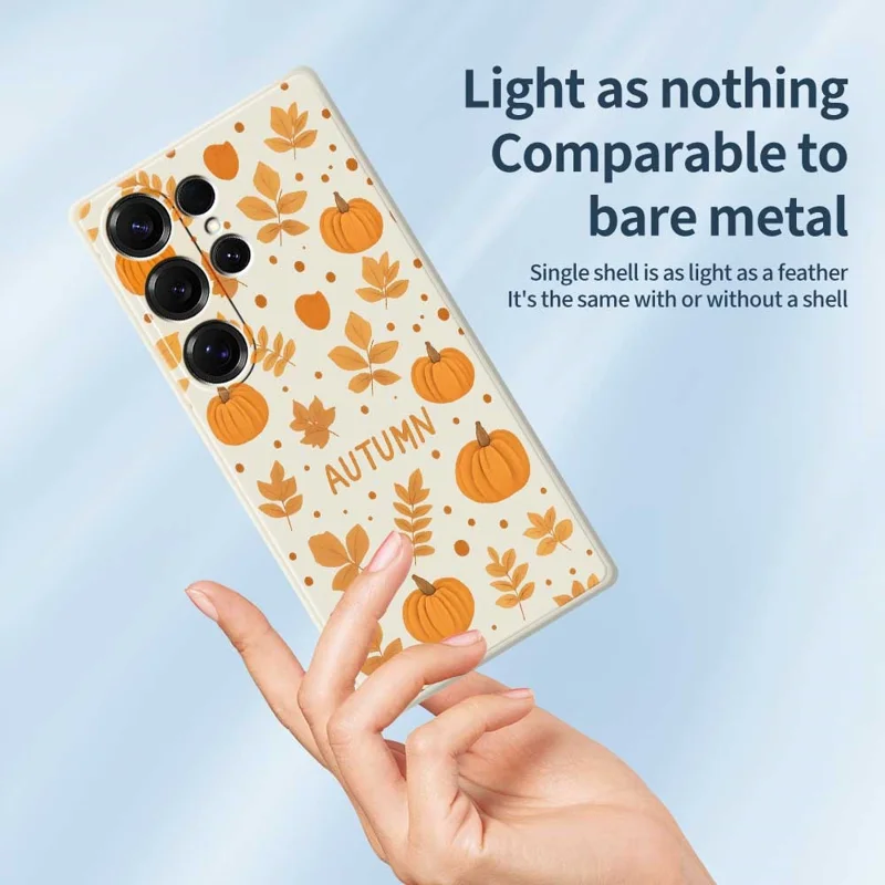 Samsung Galaxy S25 Ultra-hoesje met herfstthema Patroonbedrukking Rechte rand TPU-telefoonhoesje - Beige