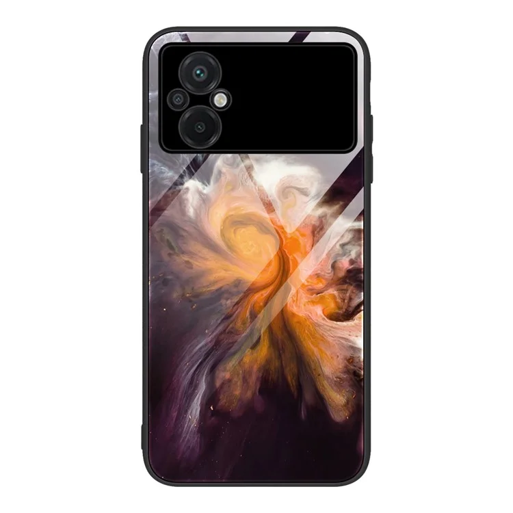 Per Xiaomi Poco M5 4G Modello in Marmo Stampare Glass Cover Back Glass Temio TPU TPU Anti-Scratch Bumper Design Case Del Telefono - DL01