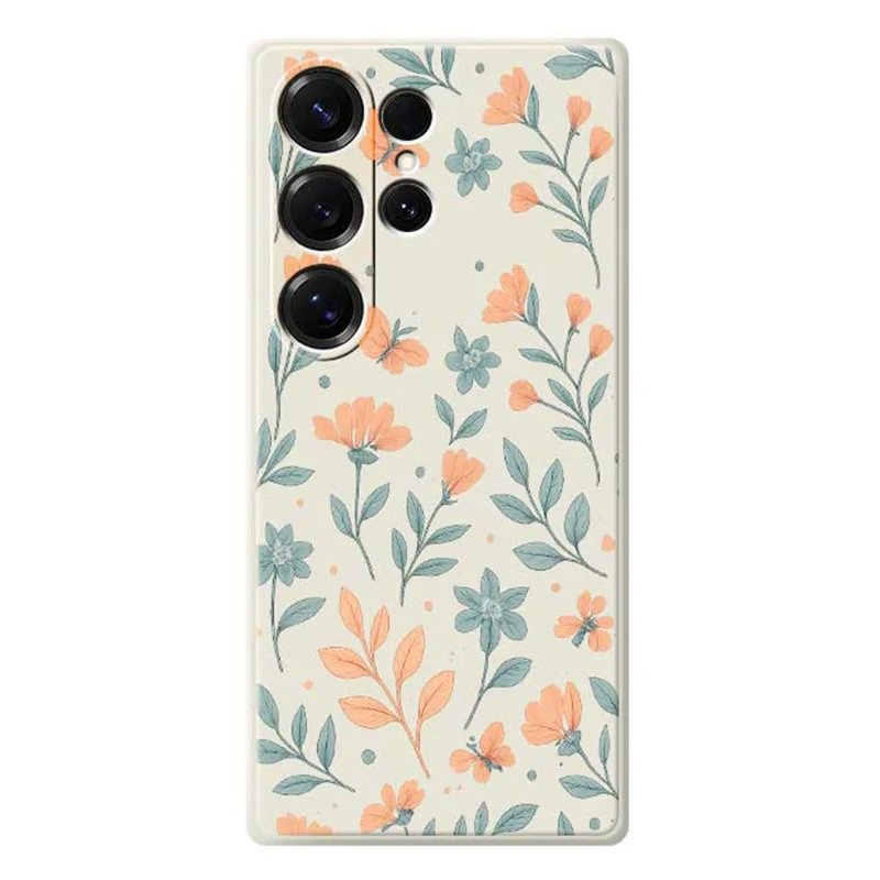 For Samsung Galaxy S25 Ultra Case Yellow Flowers Pattern Printing Straight Edge TPU Phone Back Cover - Beige