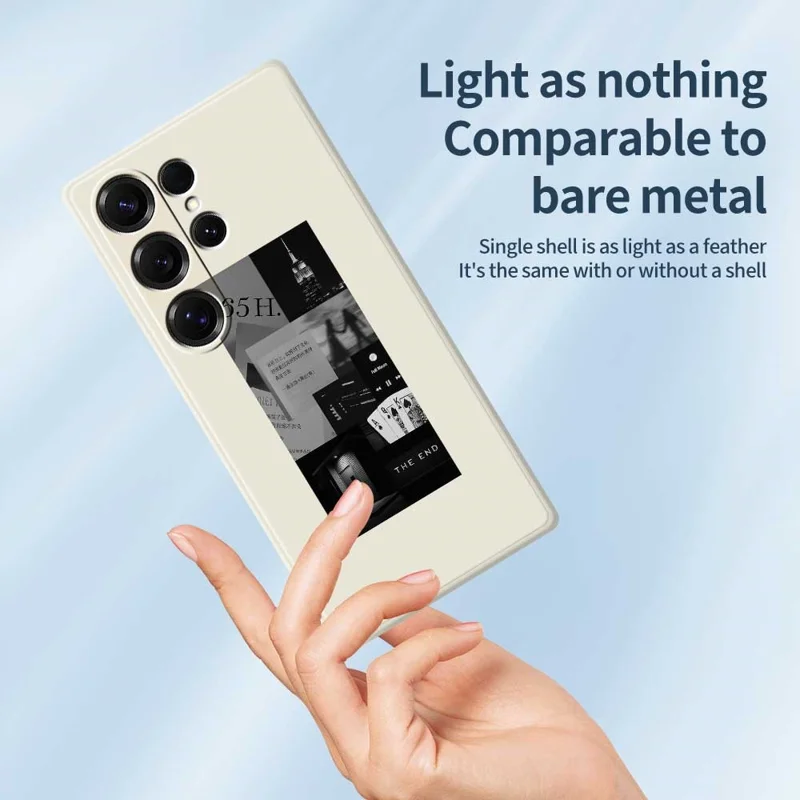 For Samsung Galaxy S25 Ultra Case Stitching Photos Pattern Printing Straight Edge TPU Phone Back Cover - Black