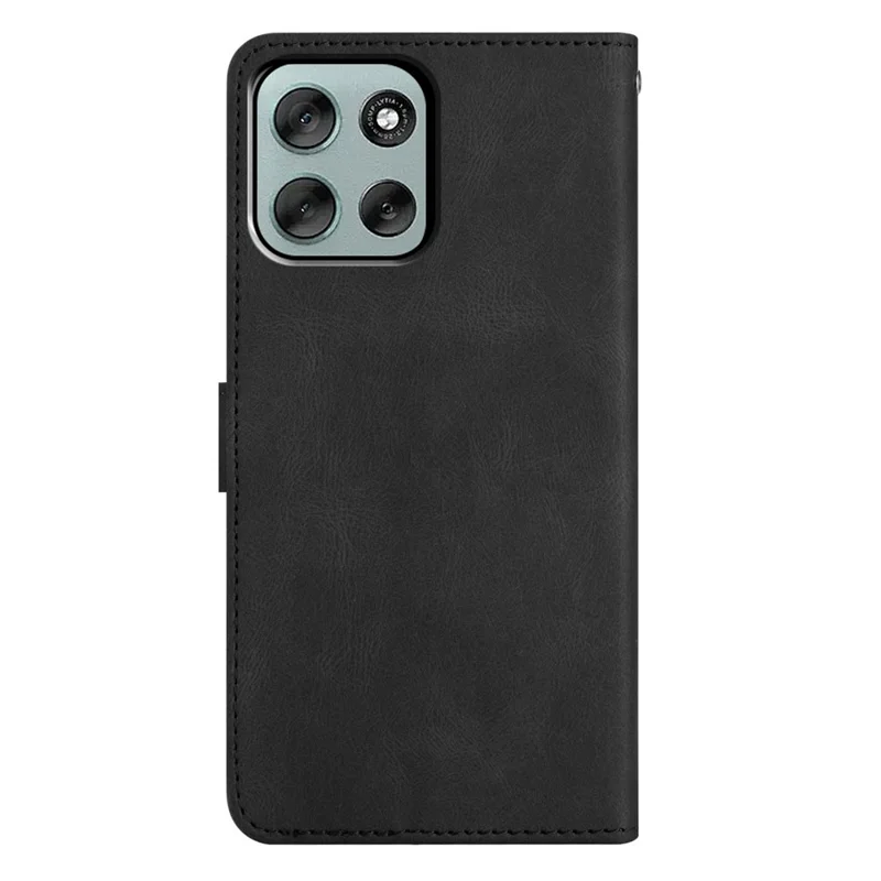 Funda tipo cartera para Motorola Moto G56 5G con diseño de líneas, cuero de tacto suave y tapa abatible - Negro