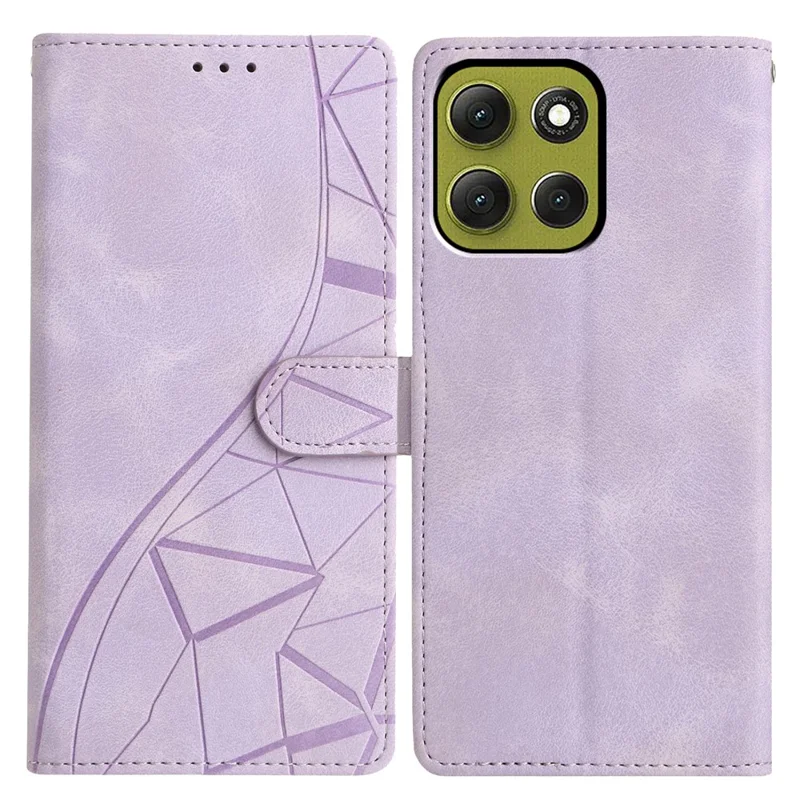 Étui portefeuille pour Motorola Moto G86 5G avec support, motif triangulaire imprimé, housse de téléphone en cuir à rabat - Violet