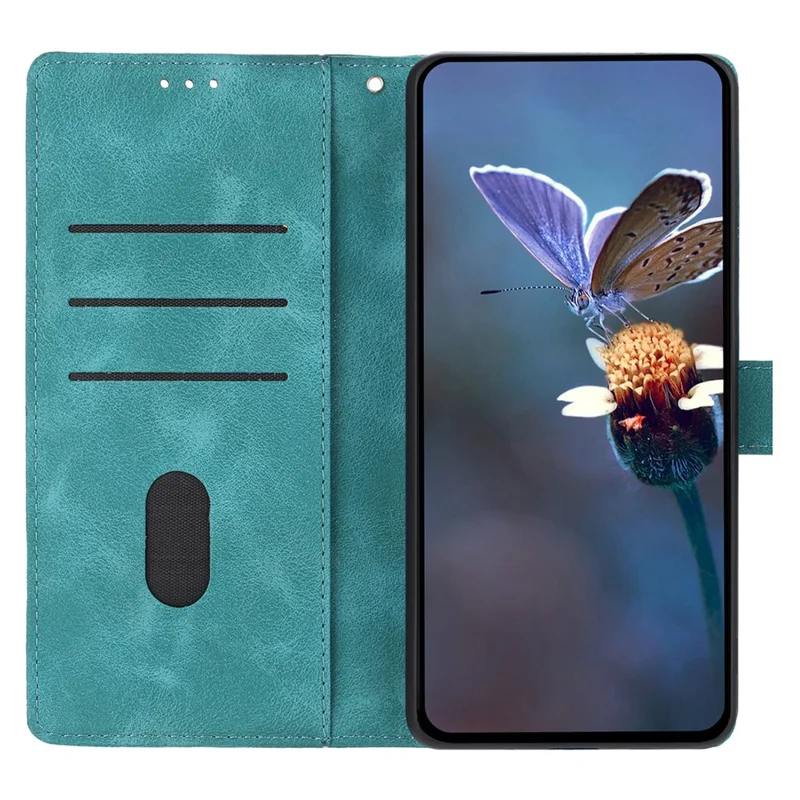 For Motorola Moto G56 5G Case Wallet Stand Imprinted Triangle Pattern Leather Phone Flip Cover - Green