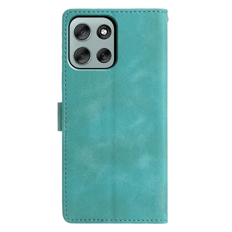 For Motorola Moto G56 5G Case Wallet Stand Imprinted Triangle Pattern Leather Phone Flip Cover - Green