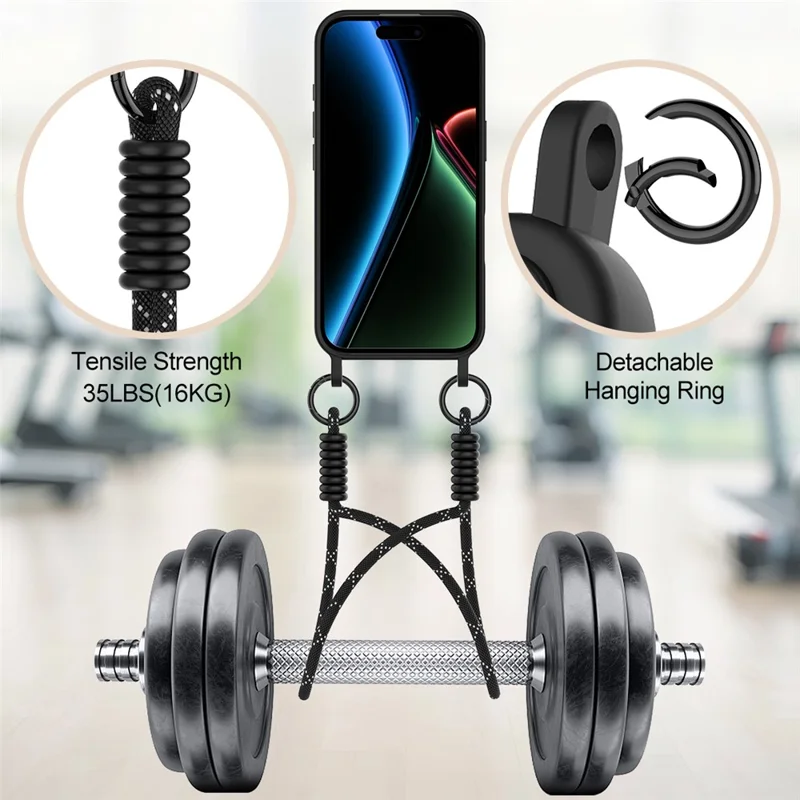 Achat en gros pour étui iPhone 17 Silicone liquide Porte-carte Coque de téléphone avec dragonne courte - Noir