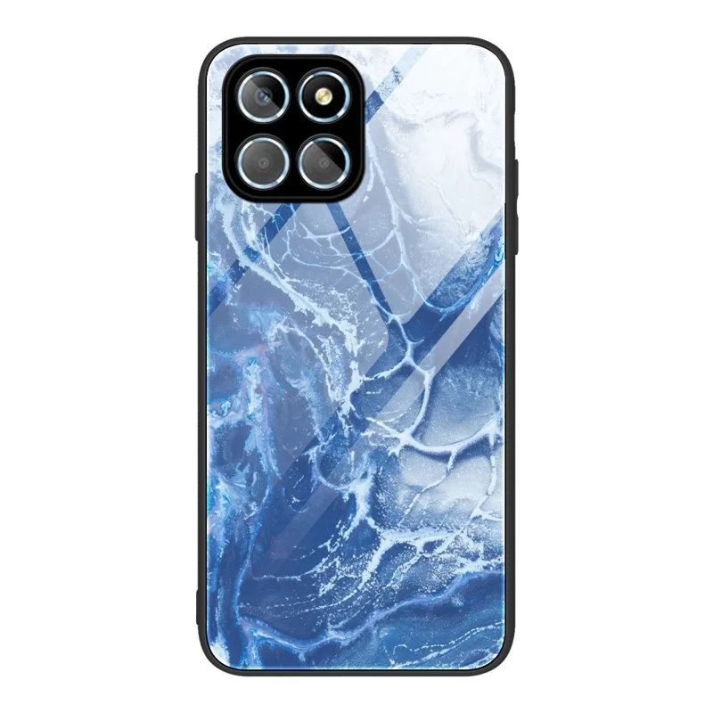 For Honor X8 5G Marble Pattern Printing Phone Case Soft TPU Bumper Shockproof Tempered Glass Back Cover - DL03